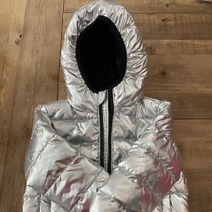 Primary Metallic Silver Puffer Coat. Size 2T.